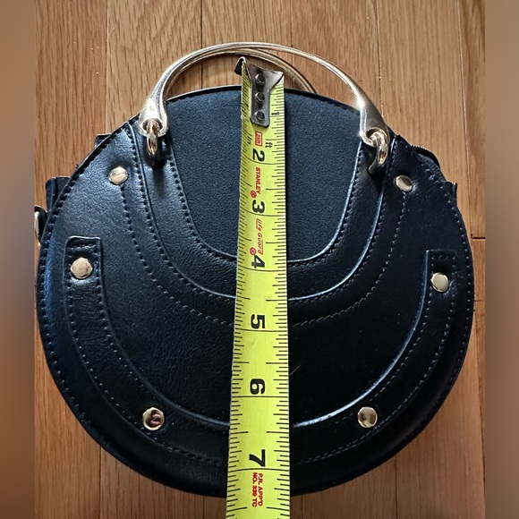 Cute pixie bag w/faux leather & suede w/gold tone studs, handles, & long strap - Picture 6 of 9